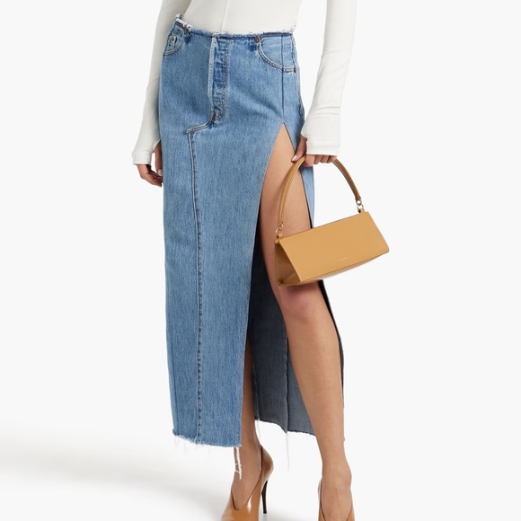 Vintage EB Denim Robi frayed denim midi skirt sz 25 NWT $450 - Picture 2 of 16